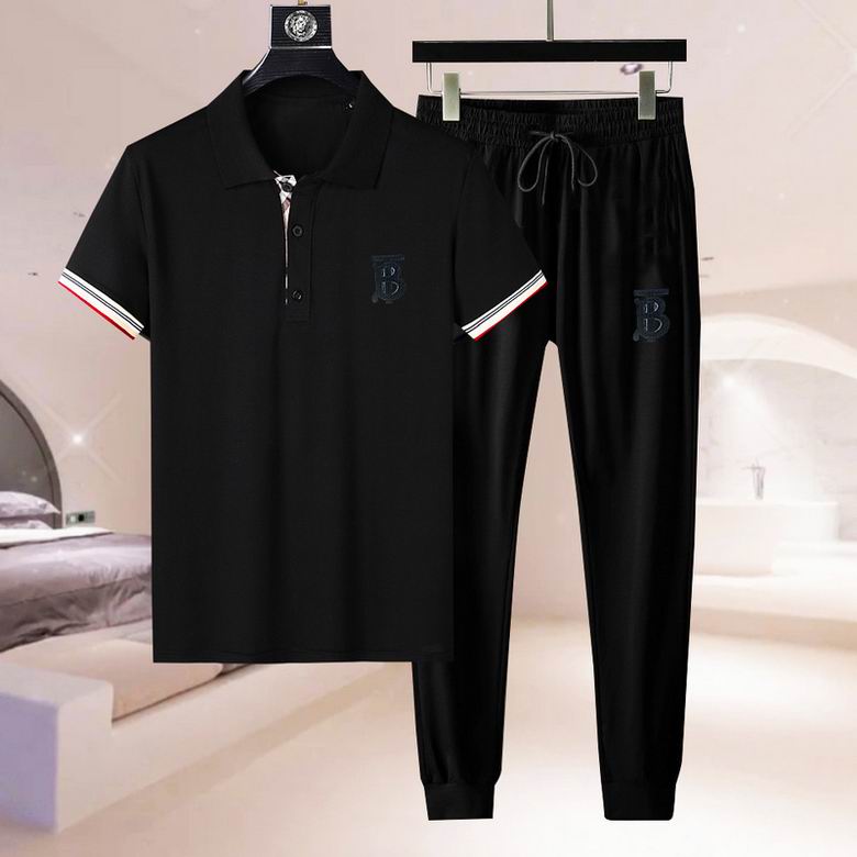 Wholesale Cheap B urberry men Short Sleeve Tracksuits for Sale