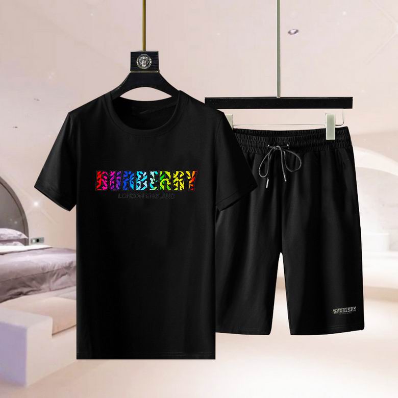 Wholesale Cheap B urberry men Short Sleeve Tracksuits for Sale