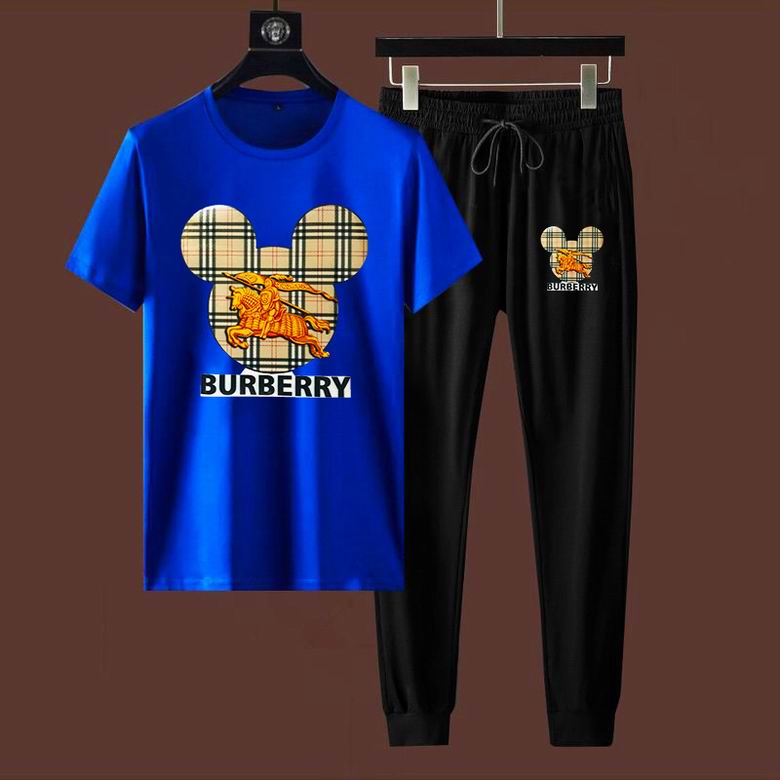 Wholesale Cheap B urberry men Short Sleeve Tracksuits for Sale