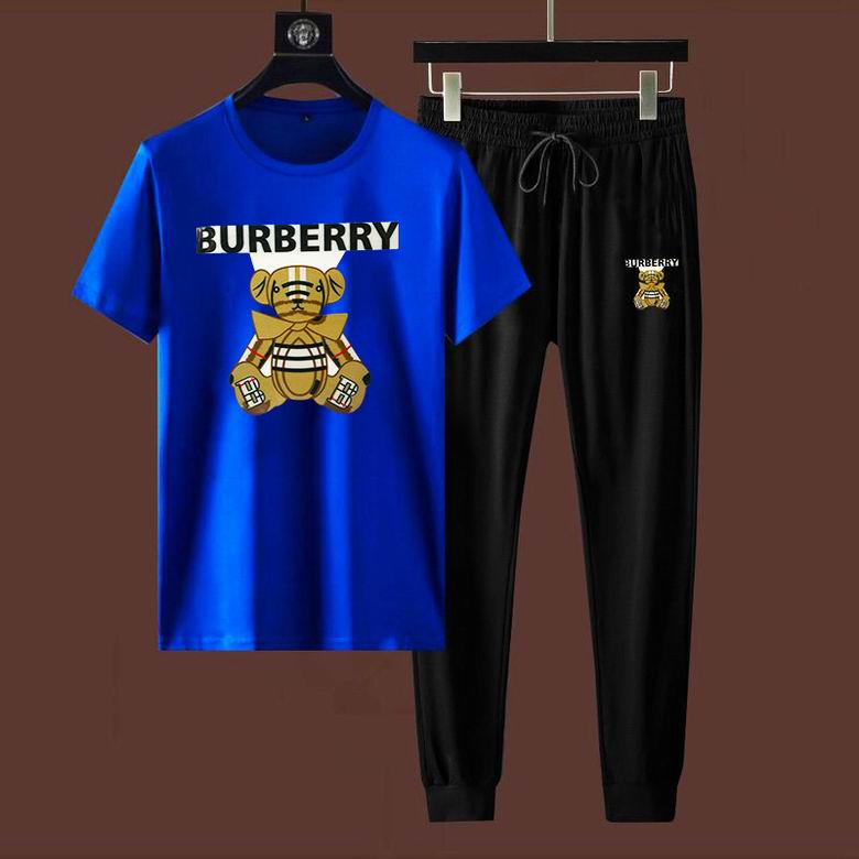 Wholesale Cheap B urberry men Short Sleeve Tracksuits for Sale