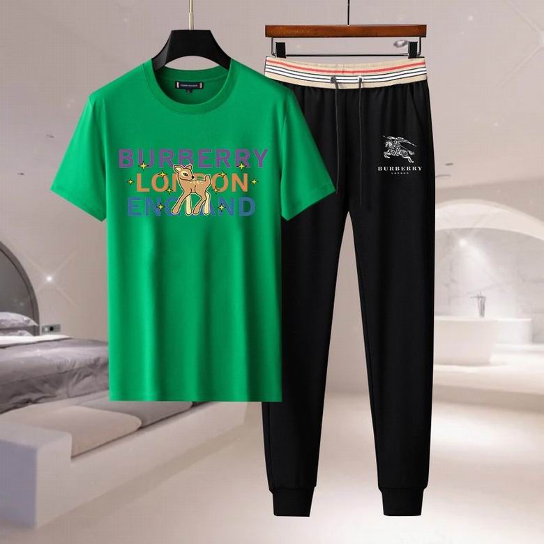 Wholesale Cheap B urberry men Short Sleeve Tracksuits for Sale