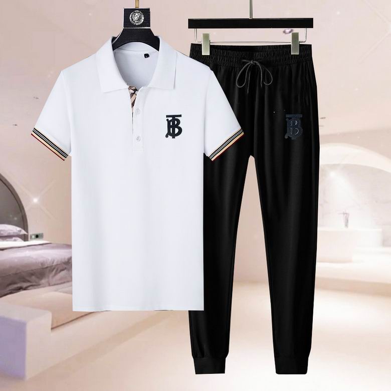 Wholesale Cheap B urberry men Short Sleeve Tracksuits for Sale