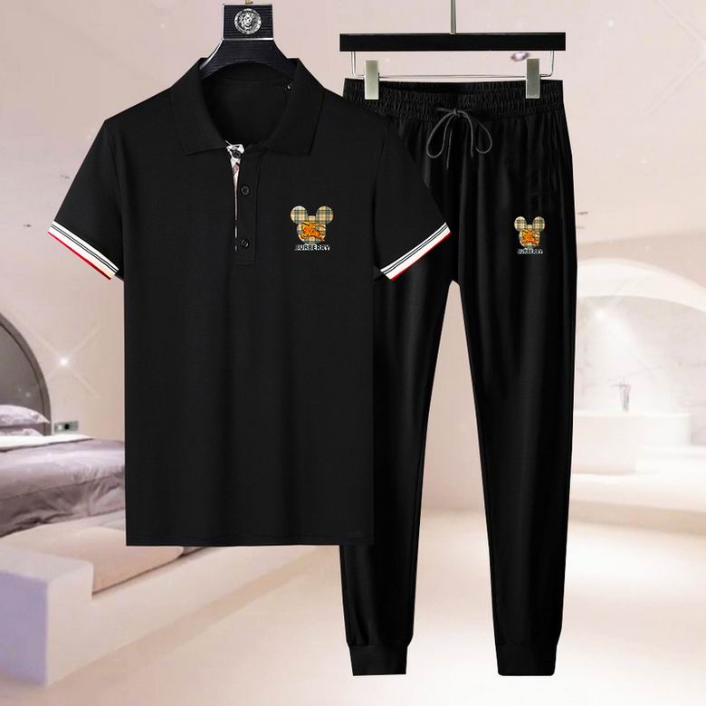 Wholesale Cheap B urberry men Short Sleeve Tracksuits for Sale