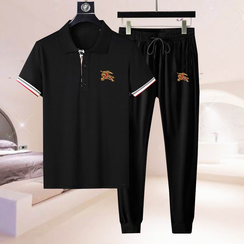 Wholesale Cheap B urberry men Short Sleeve Tracksuits for Sale