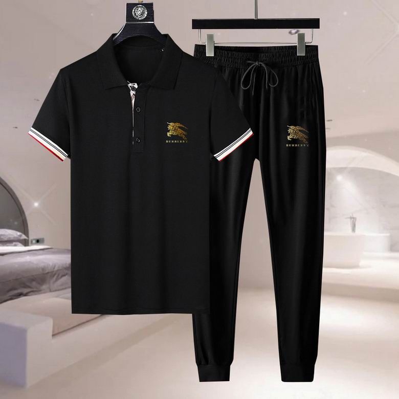 Wholesale Cheap B urberry men Short Sleeve Tracksuits for Sale