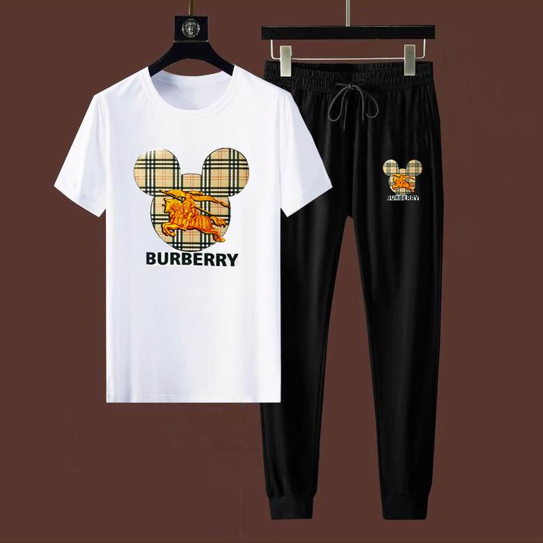 Wholesale Cheap B urberry men Short Sleeve Tracksuits for Sale