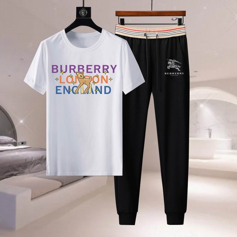 Wholesale Cheap B urberry men Short Sleeve Tracksuits for Sale
