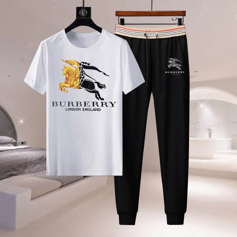 Wholesale Cheap B urberry men Short Sleeve Tracksuits for Sale