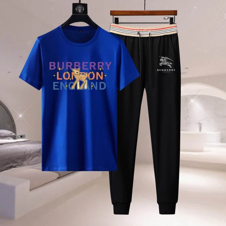 Wholesale Cheap B urberry men Short Sleeve Tracksuits for Sale
