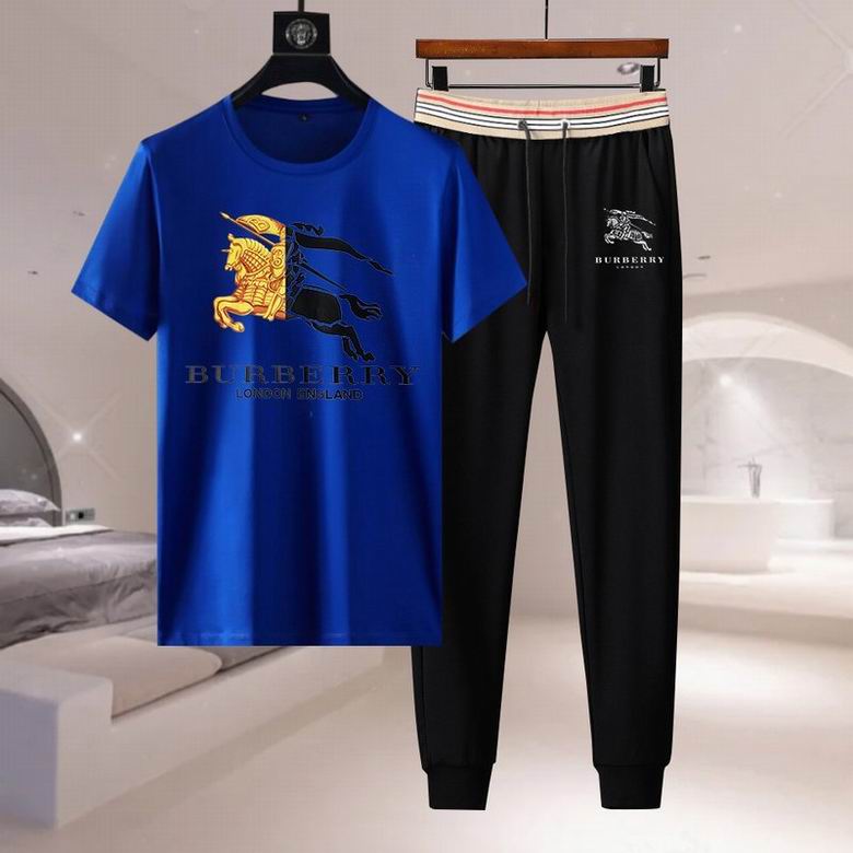 Wholesale Cheap B urberry men Short Sleeve Tracksuits for Sale