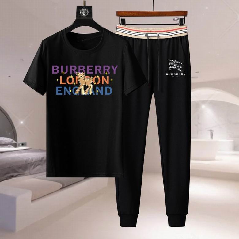 Wholesale Cheap B urberry men Short Sleeve Tracksuits for Sale