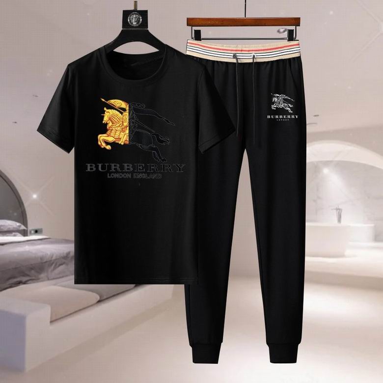 Wholesale Cheap B urberry men Short Sleeve Tracksuits for Sale