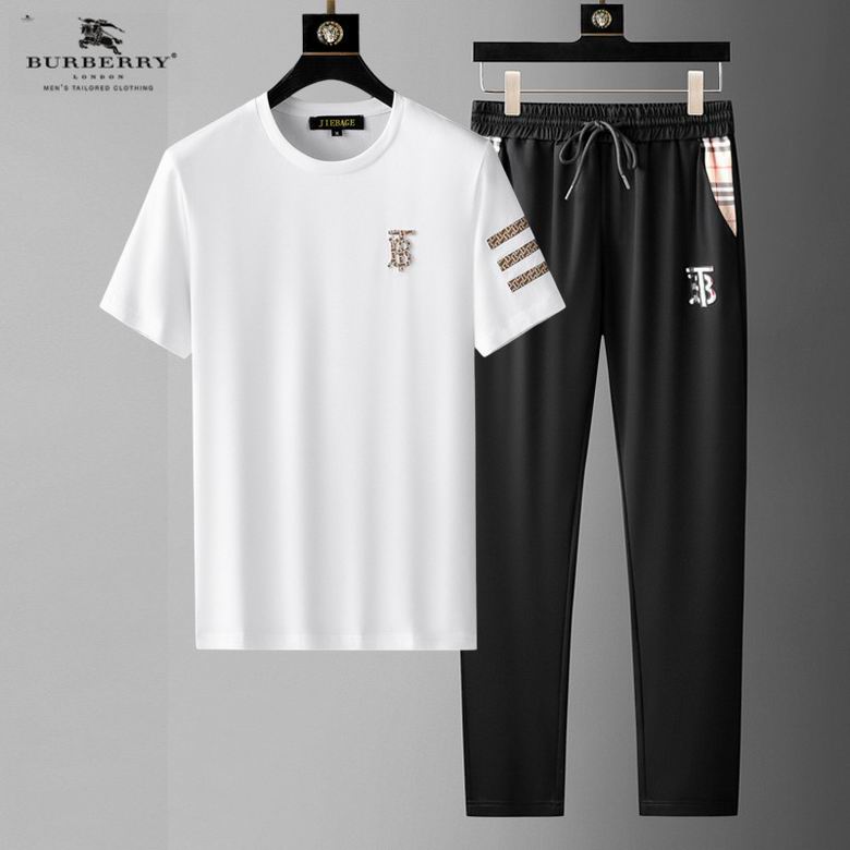 Wholesale Cheap B urberry Short Sleeve MEN Tracksuits for Sale