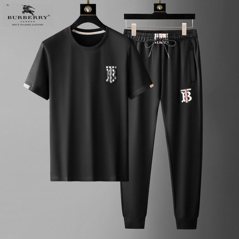 Wholesale Cheap B urberry Short Sleeve MEN Tracksuits for Sale