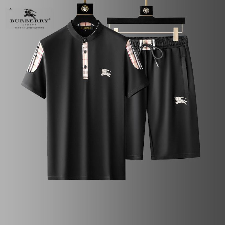Wholesale Cheap B urberry men Short Sleeve Tracksuits for Sale
