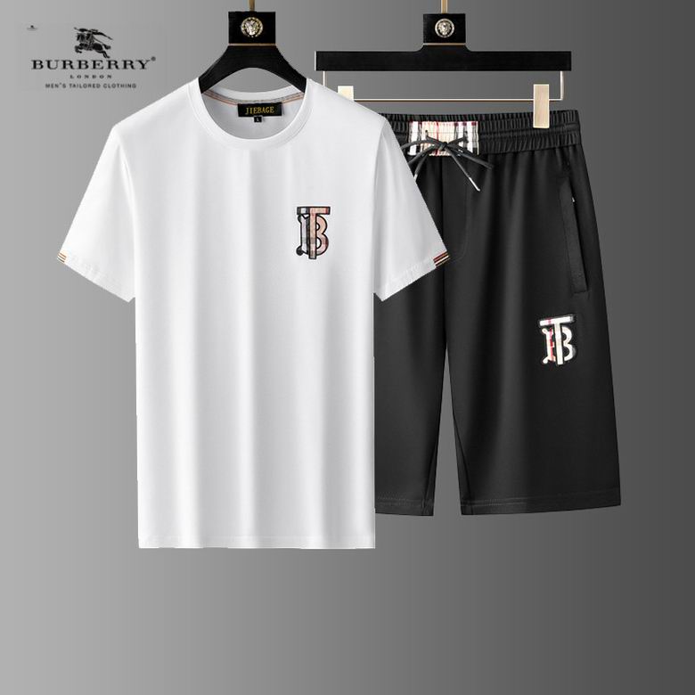 Wholesale Cheap B urberry men Short Sleeve Tracksuits for Sale