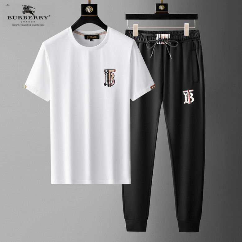Wholesale Cheap B urberry Short Sleeve MEN Tracksuits for Sale