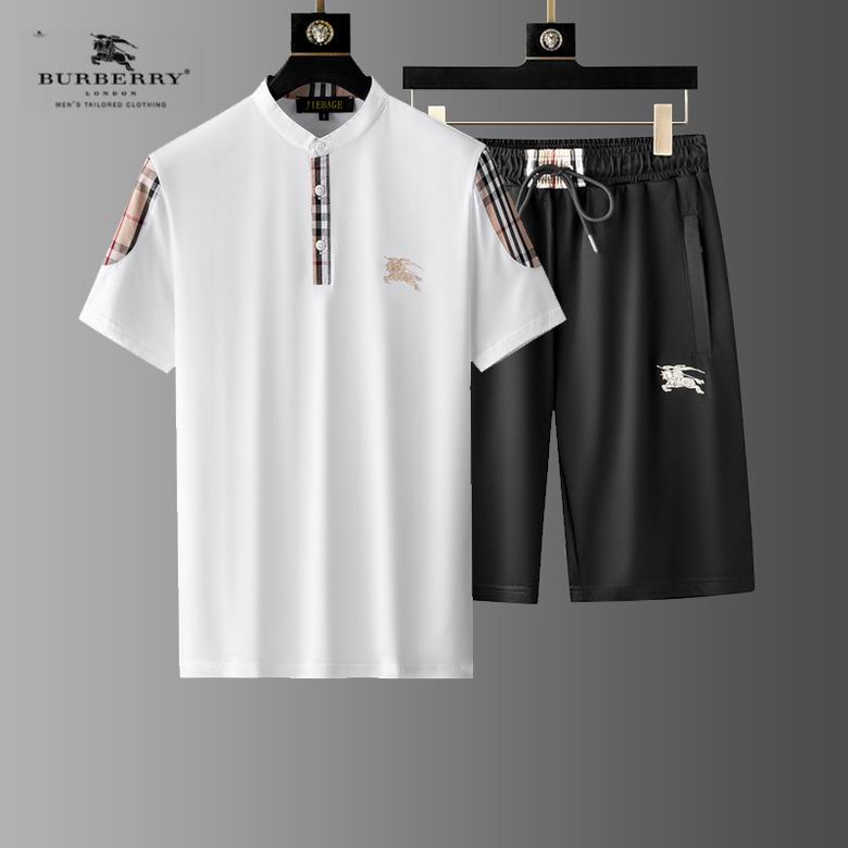 Wholesale Cheap B urberry men Short Sleeve Tracksuits for Sale