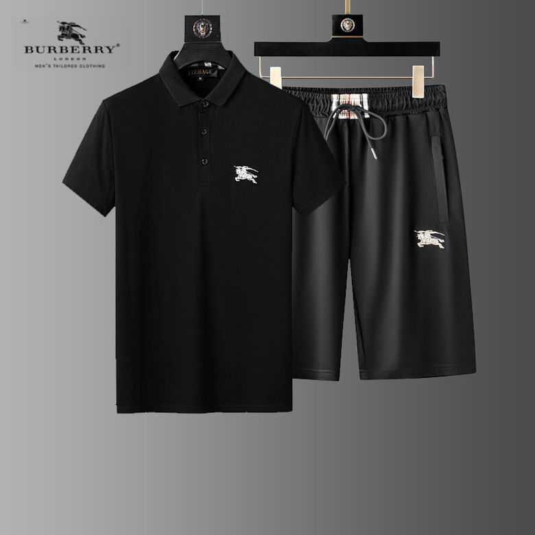Wholesale Cheap B urberry men Short Sleeve Tracksuits for Sale