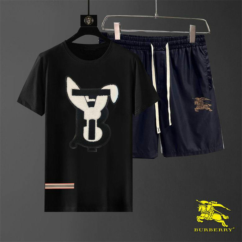 Wholesale Cheap B urberry Short Sleeve Men Tracksuit for Sale