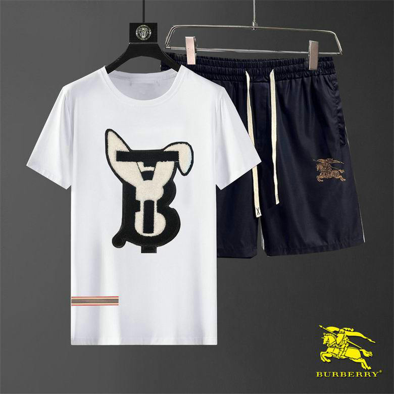 Wholesale Cheap B urberry Short Sleeve Men Tracksuit for Sale
