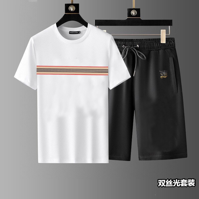 Wholesale Cheap B urberry Short Sleeve Replica Tracksuits for Sale