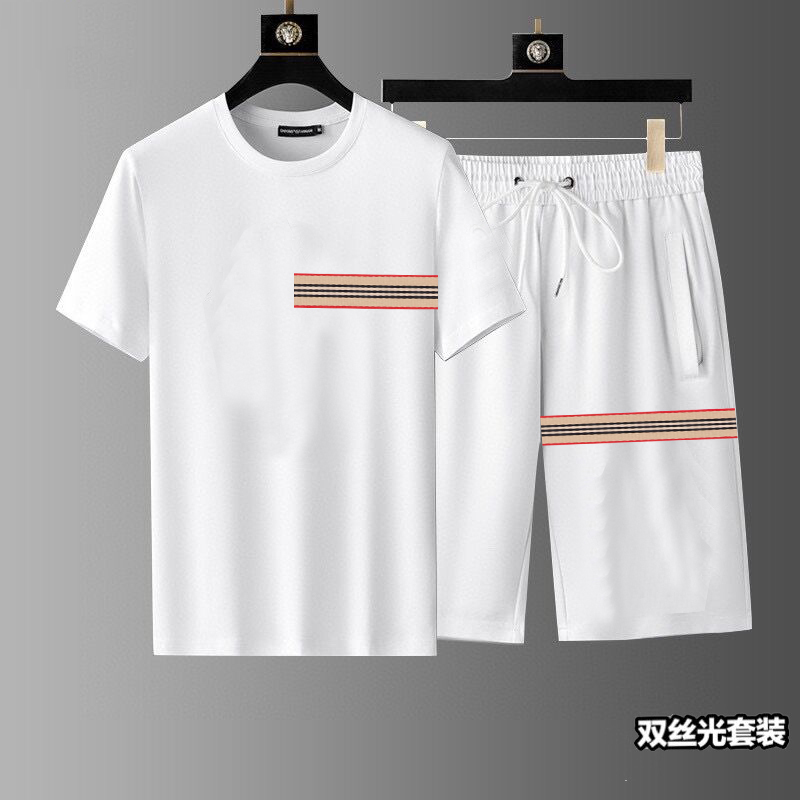 Wholesale Cheap B urberry Short Sleeve Replica Tracksuits for Sale