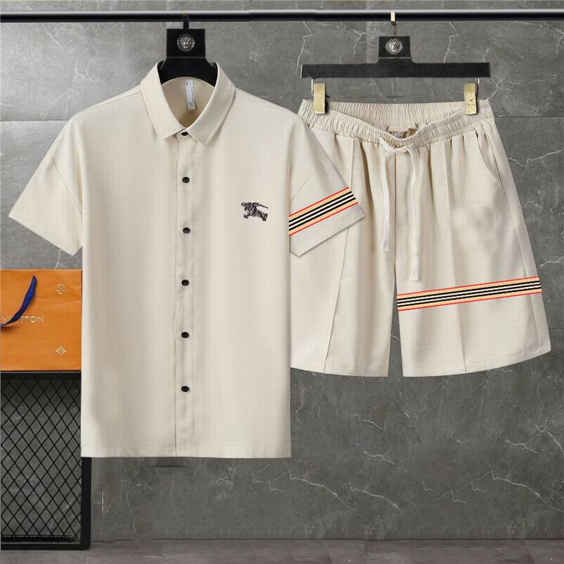 Wholesale Cheap B urberry Short Sleeve Replica Tracksuits for Sale