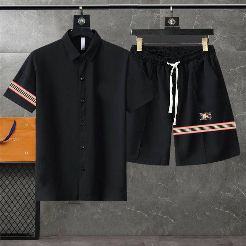 Wholesale Cheap B urberry Short Sleeve Replica Tracksuits for Sale