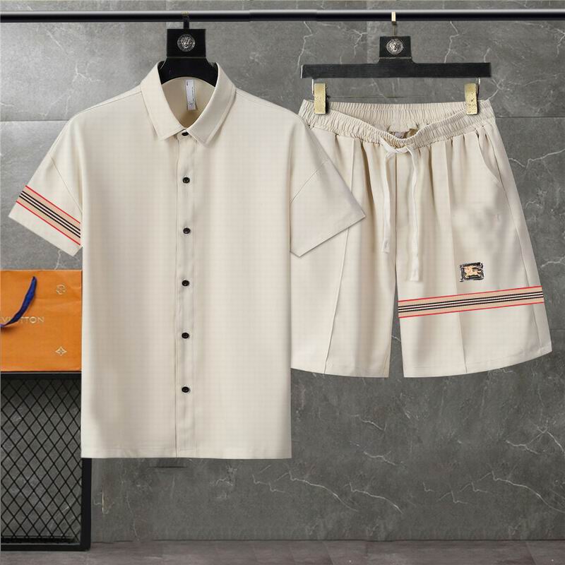 Wholesale Cheap B urberry Short Sleeve Replica Tracksuits for Sale