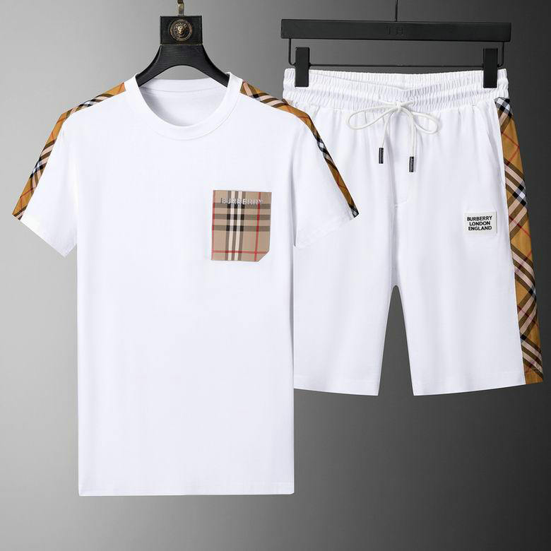 Wholesale Cheap B urberry Short Sleeve Men Tracksuit for Sale