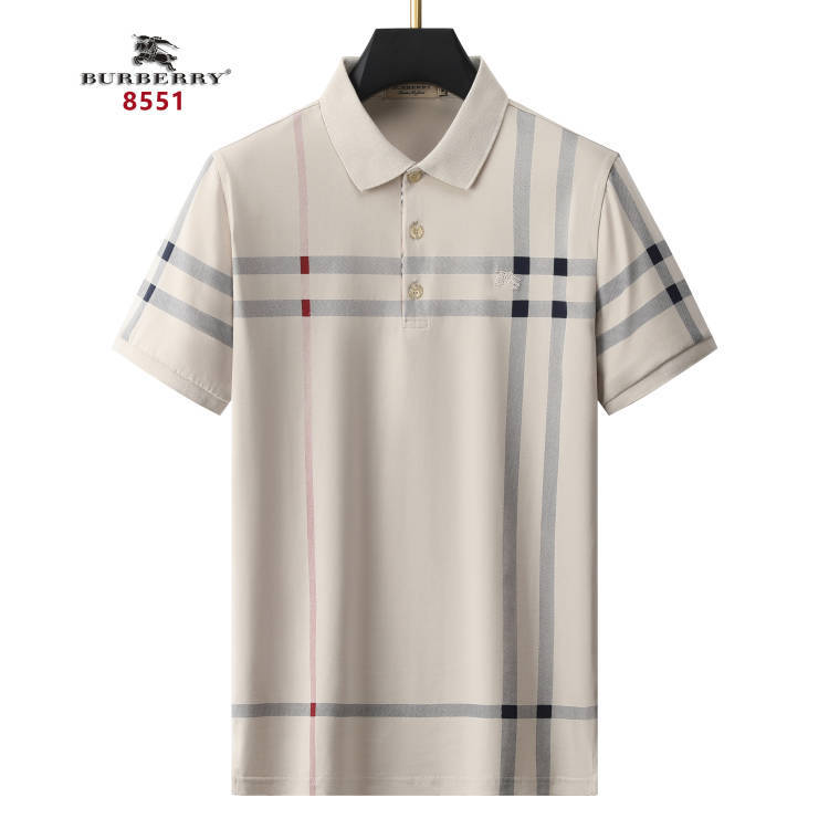 Wholesale Cheap B urberry Short Sleeve Lapel Replica T Shirts for Sale