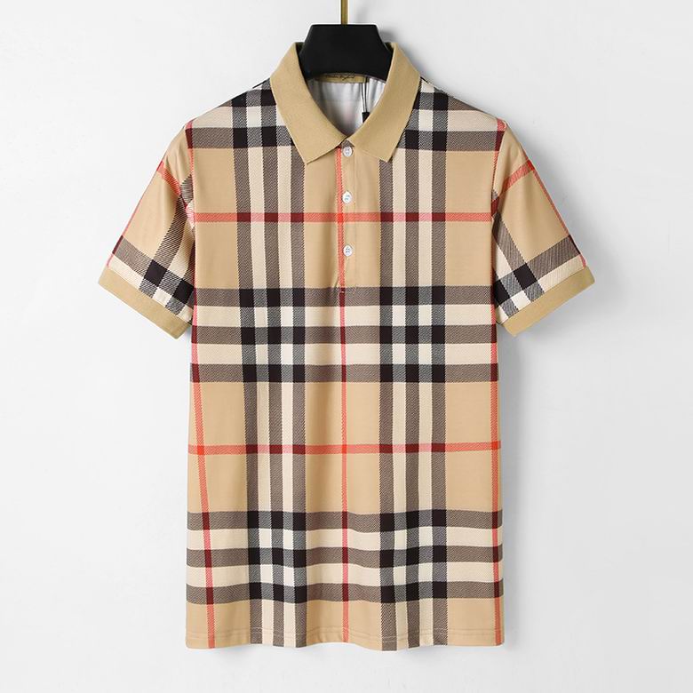 Wholesale Cheap B urberry Short Sleeve Lapel Replica T Shirts for Sale