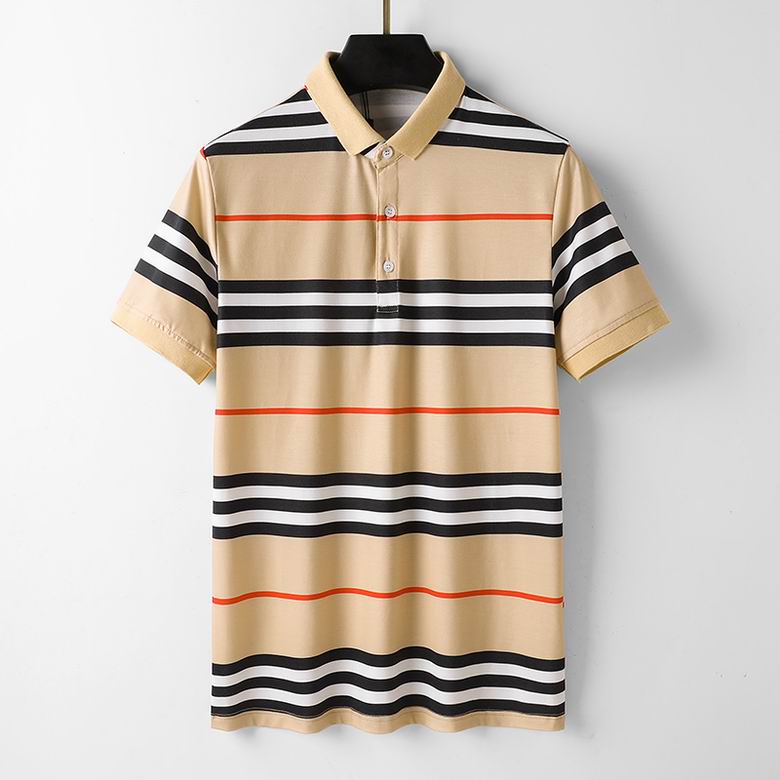Wholesale Cheap B urberry Short Sleeve Lapel Replica T Shirts for Sale