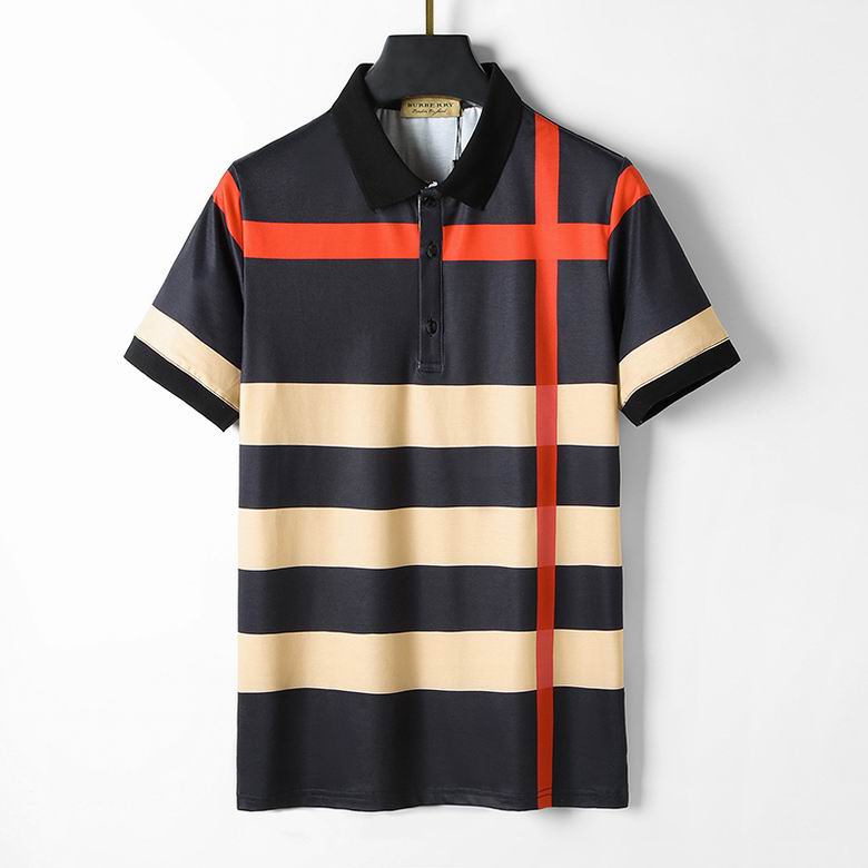 Wholesale Cheap B urberry Short Sleeve Lapel Replica T Shirts for Sale