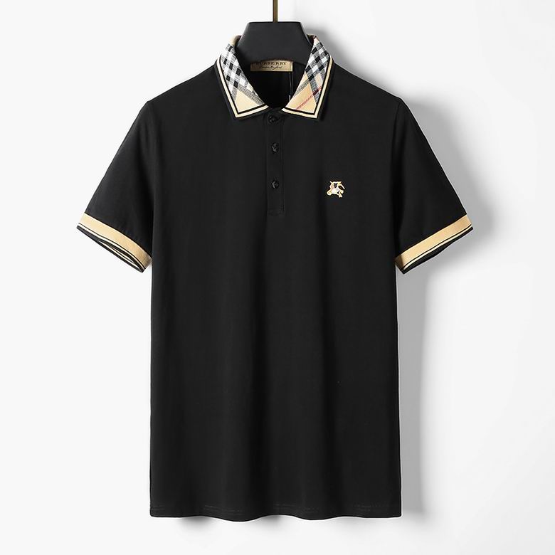 Wholesale Cheap B urberry Short Sleeve Lapel Replica T Shirts for Sale