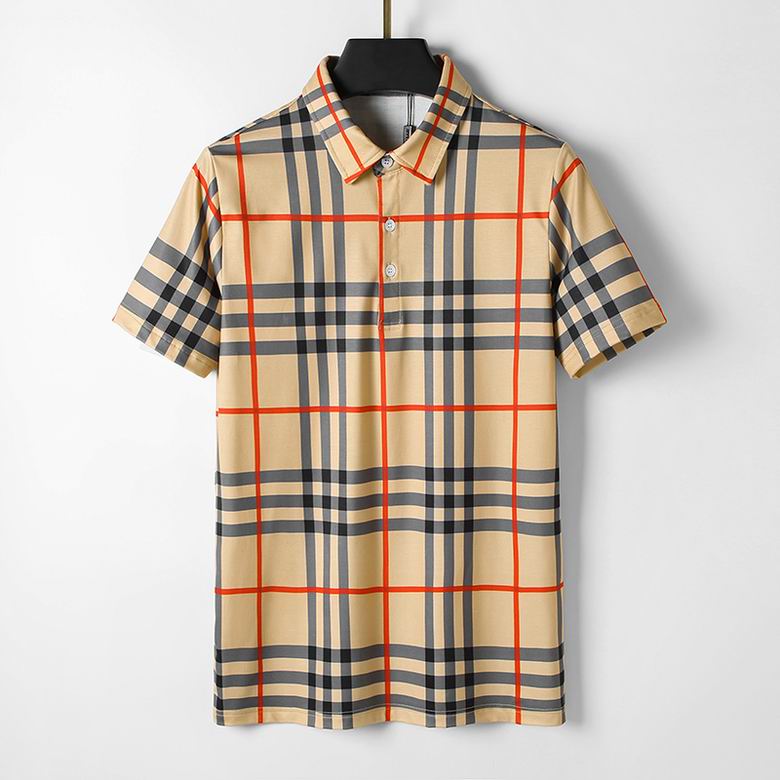 Wholesale Cheap B urberry Short Sleeve Lapel Replica T Shirts for Sale