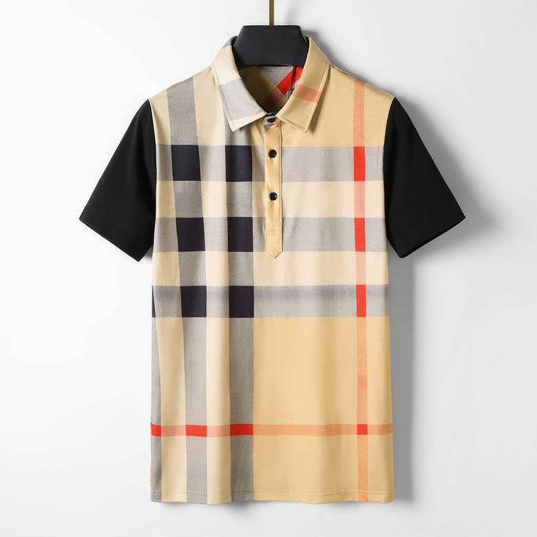 Wholesale Cheap B urberry Short Sleeve Lapel Replica T Shirts for Sale
