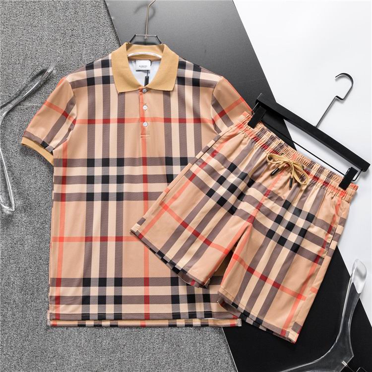 Wholesale Cheap B urberry Short Sleeve Replica Tracksuits for Sale