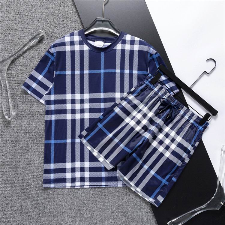 Wholesale Cheap B urberry Short Sleeve Replica Tracksuits for Sale