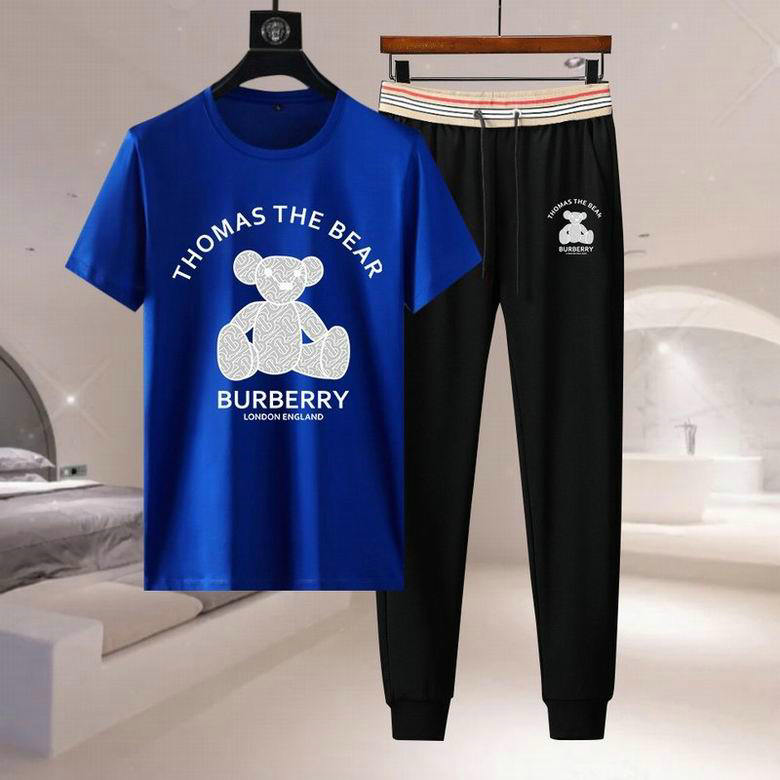 Wholesale Cheap B urberry Short Sleeve Men Tracksuit for Sale
