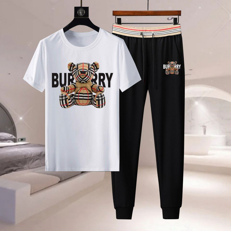 Wholesale Cheap B urberry Short Sleeve Replica Tracksuits for Sale