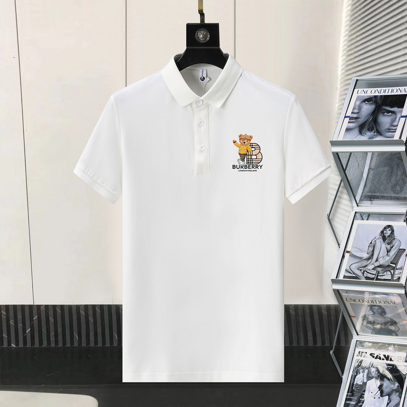 Wholesale Cheap B urberry Short Sleeve Lapel Replica T Shirts for Sale