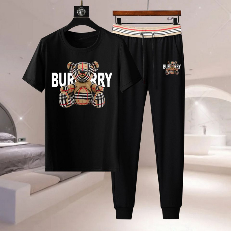 Wholesale Cheap B urberry Short Sleeve Replica Tracksuits for Sale