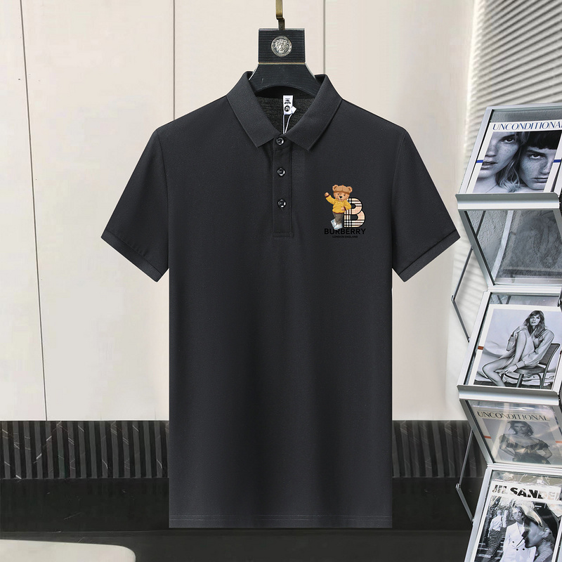 Wholesale Cheap B urberry Short Sleeve Lapel Replica T Shirts for Sale