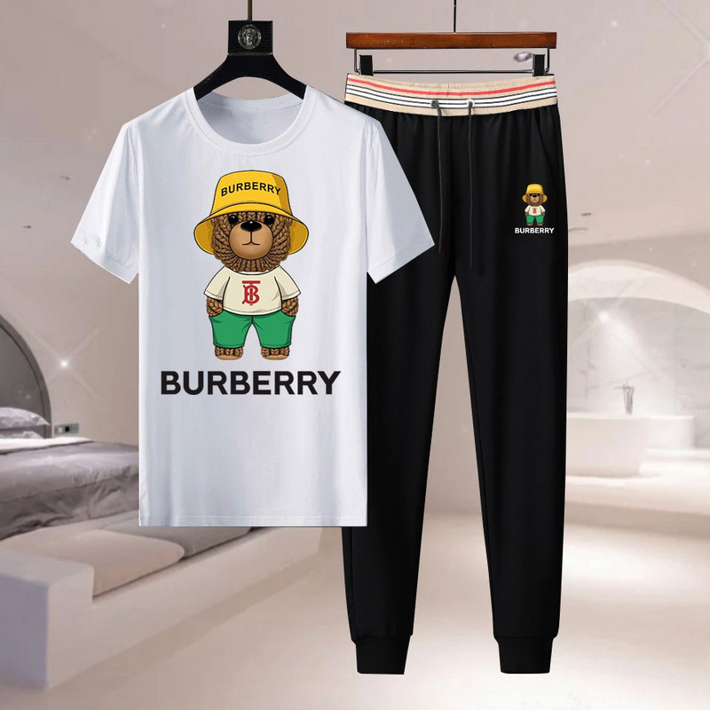 Wholesale Cheap B urberry Short Sleeve Replica Tracksuits for Sale