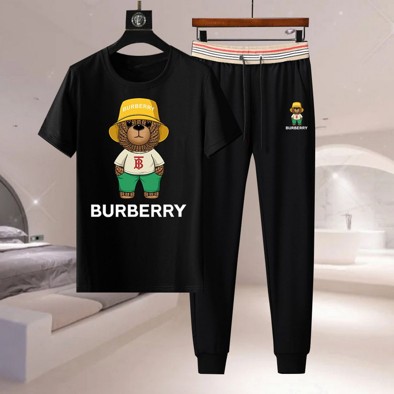 Wholesale Cheap B urberry Short Sleeve Replica Tracksuits for Sale