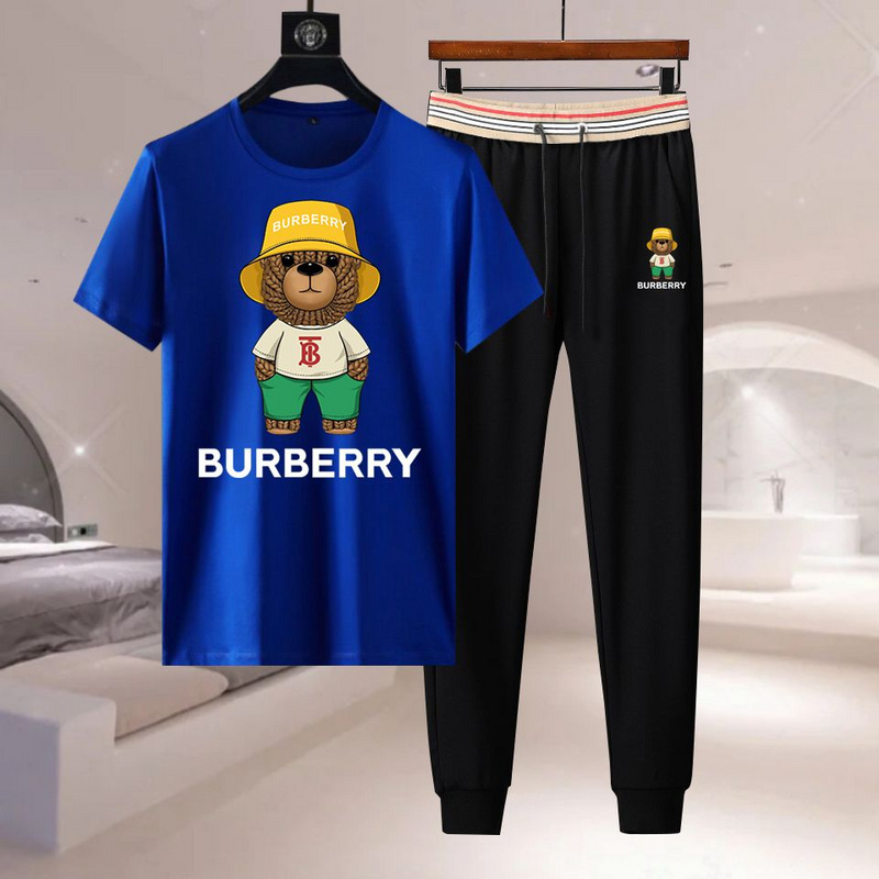 Wholesale Cheap B urberry Short Sleeve Replica Tracksuits for Sale