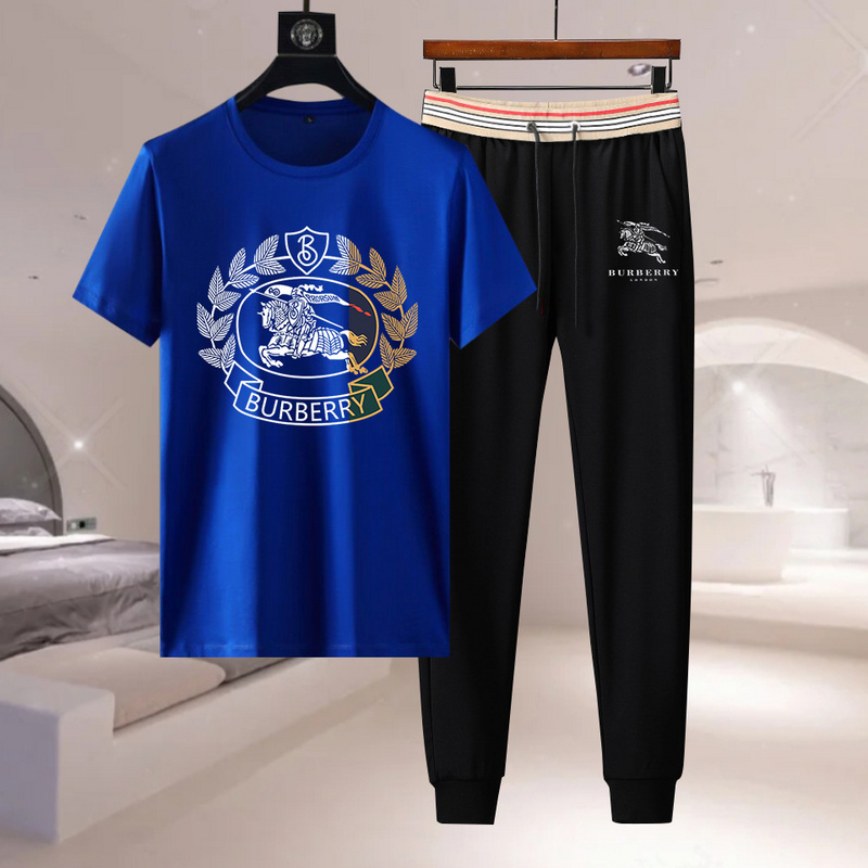 Wholesale Cheap B urberry Short Sleeve Replica Tracksuits for Sale