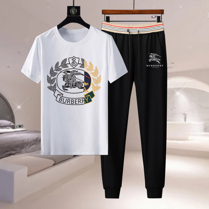 Wholesale Cheap B urberry Short Sleeve Replica Tracksuits for Sale